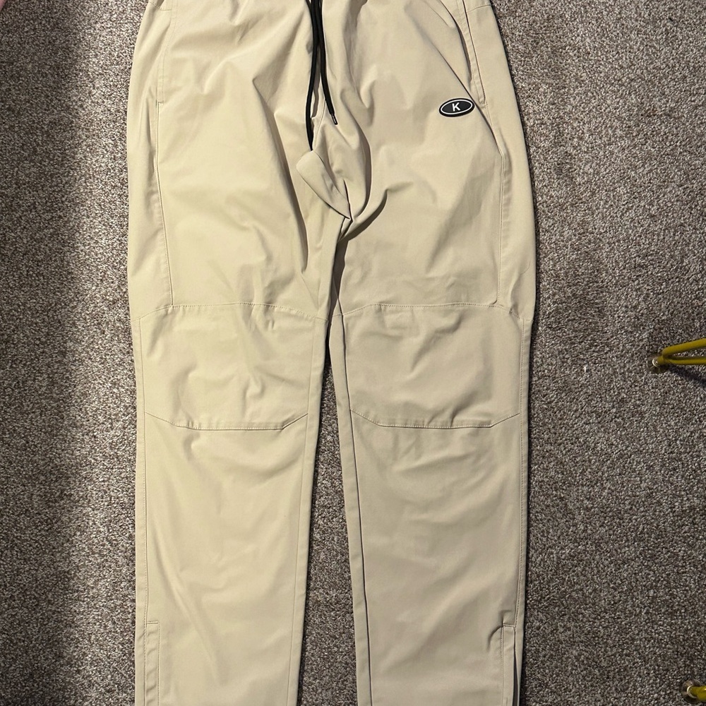 Men's Khaki Stretch Jogger Pants with Drawstring